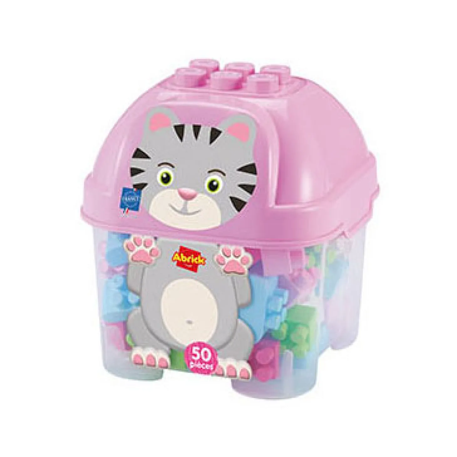 Abrick Bouwblokken Kat in Opbergbox - 50dlg.