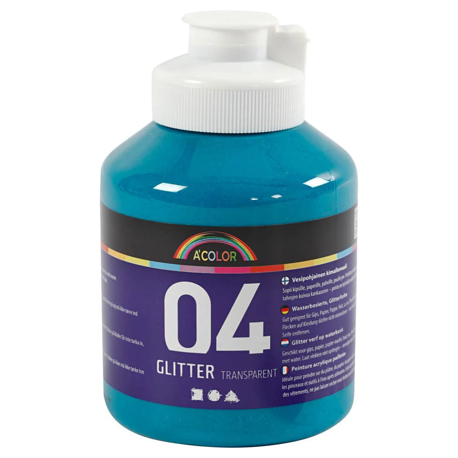 Acrylverf Glitter voor Kinderen - Turquoise, 500ml