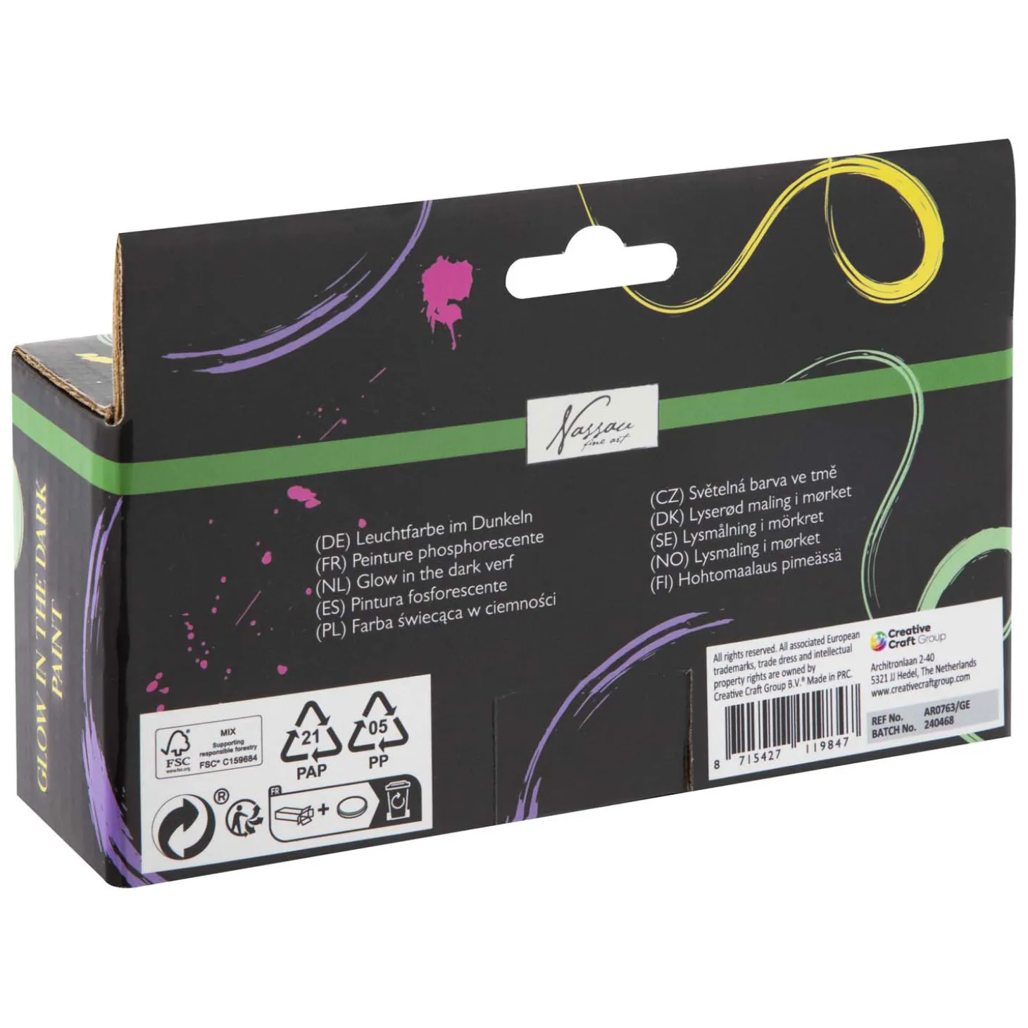 Acrylverf Glow in the Dark, 4x60ml