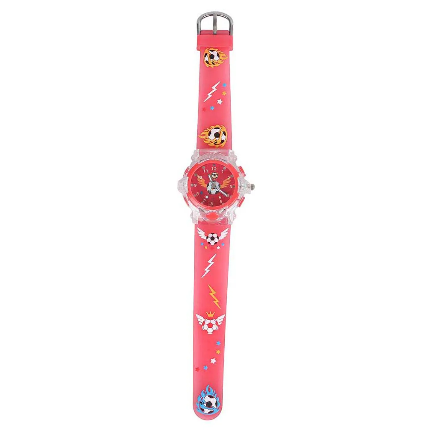Analoog Horloge met Licht Voetbal - Rood
