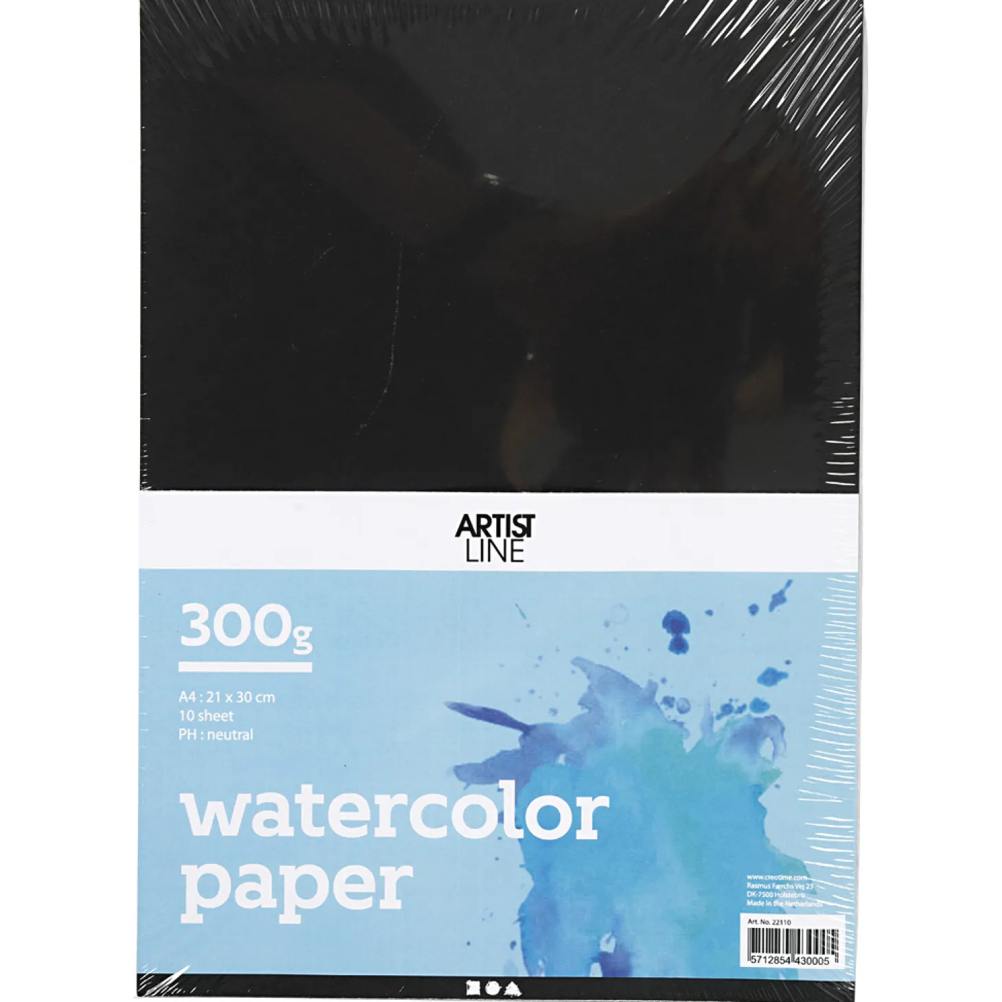 Aquarelpapier Zwart A4 300gr, 10 Vellen