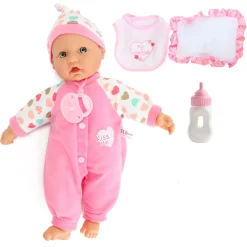 Baby Beau Babypop met Fles en Slabber, 40cm