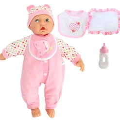 Baby Beau Babypop met Fles en Slabber, 40cm