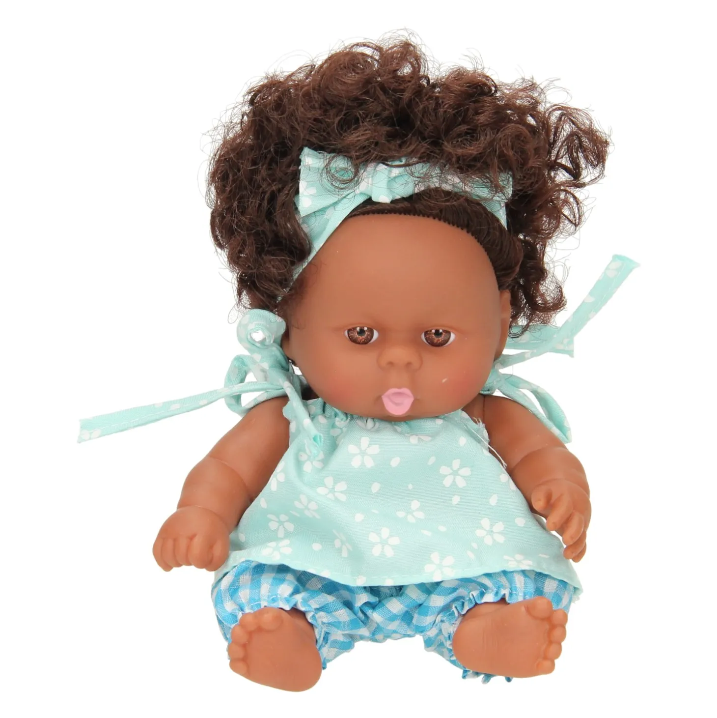 Babypop Krullen met Jurk, 22cm