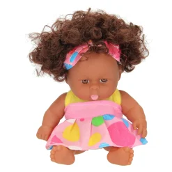 Babypop Krullen met Jurk, 22cm