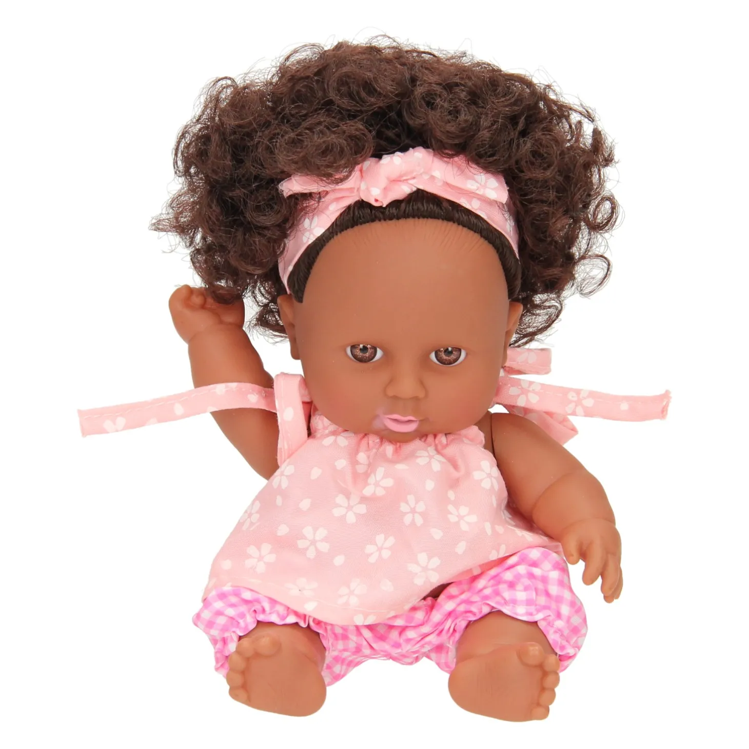 Babypop Krullen met Jurk, 22cm