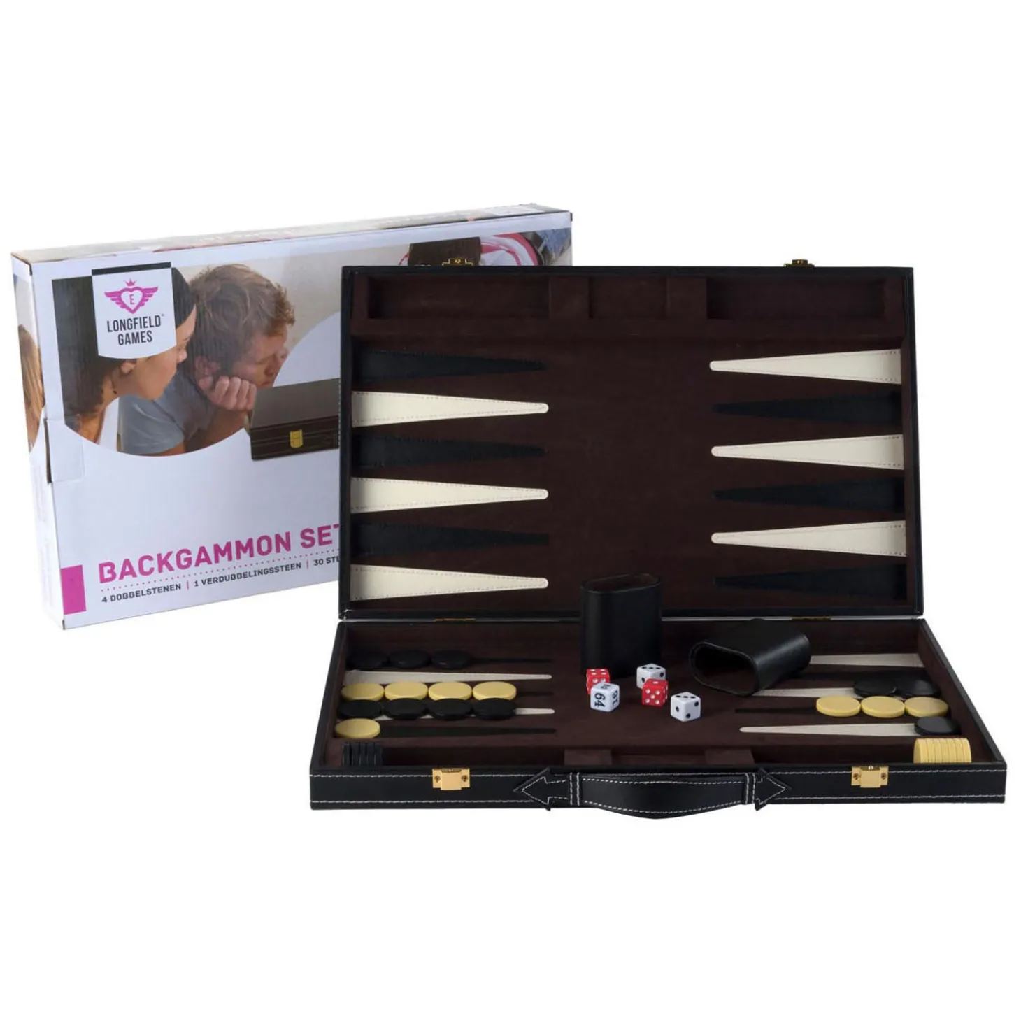 Backgammon 18 Bruin en Ivoor Klassiek Bordspel