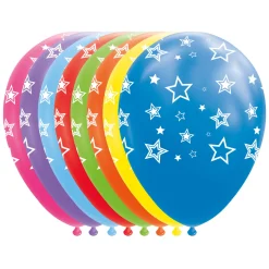 Ballonnen Sterren Mix Kleuren 30cm, 8st.