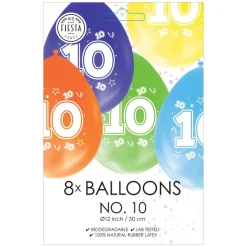 Ballonnen 2-zijdig Geprint Cijfer 10, 8st.