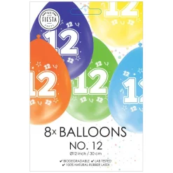 Ballonnen 2-zijdig Geprint Cijfer 12, 8st.