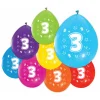 Ballonnen 2-zijdig Geprint Cijfer 3, 8st.