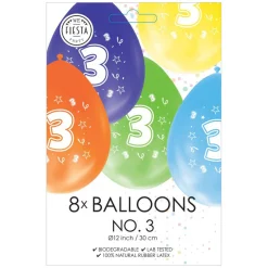Ballonnen 2-zijdig Geprint Cijfer 3, 8st.