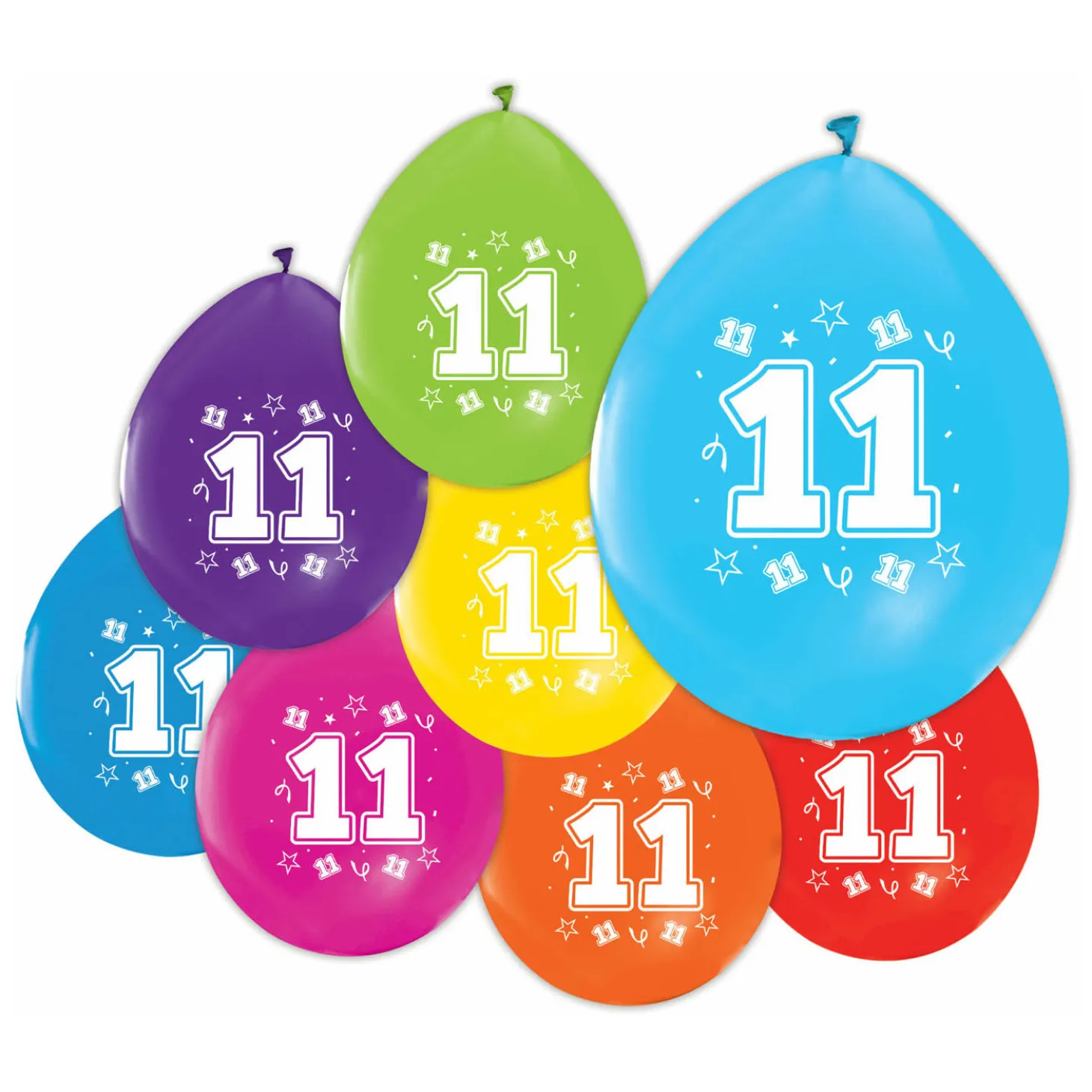 Ballonnen 2-zijdig Geprint Cijfer 11, 8st.