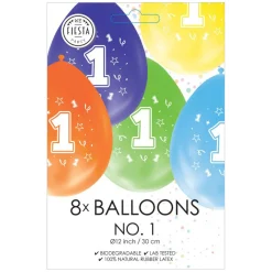 Ballonnen 2-zijdig Geprint Cijfer 1, 8st.