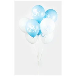 Ballonnen Zoon Baby Blauw/Wit 30cm, 8st.