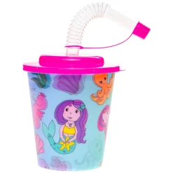 Beker met Deksel en Rietje Zeemeermin, 12st.