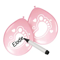 Beschrijfbare Ballonnen Geboorte Meisje, 6st.