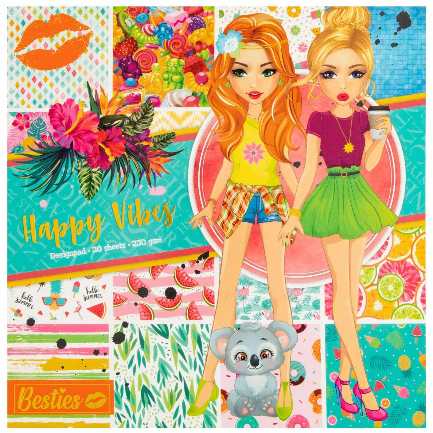 Besties Design Blok Happy Vibes, 20 vellen