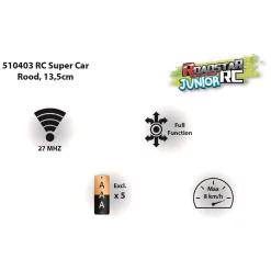 Bestuurbare Auto Roadstar RC Rood 27Mhz, 13,5cm