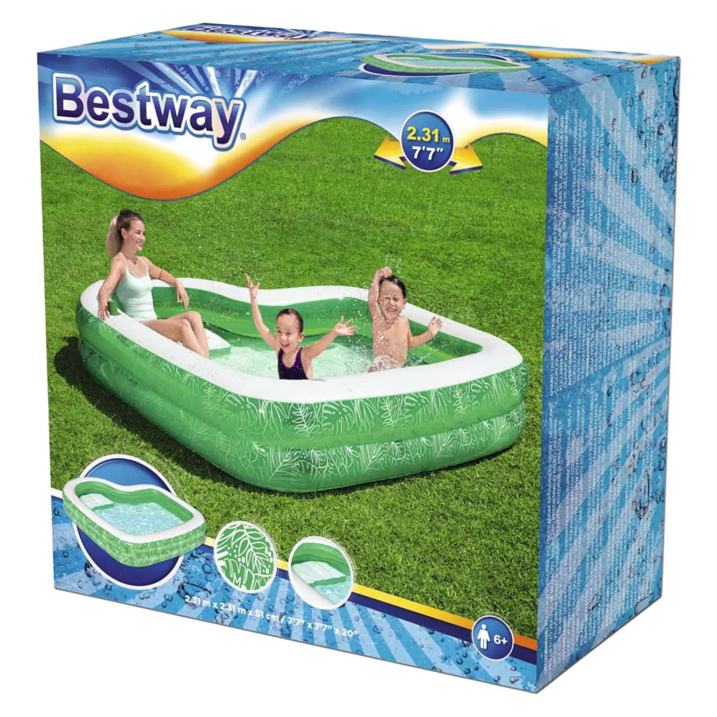 Bestway Familiebad Rechthoek Tropical Paradise met Zitje, 231cm