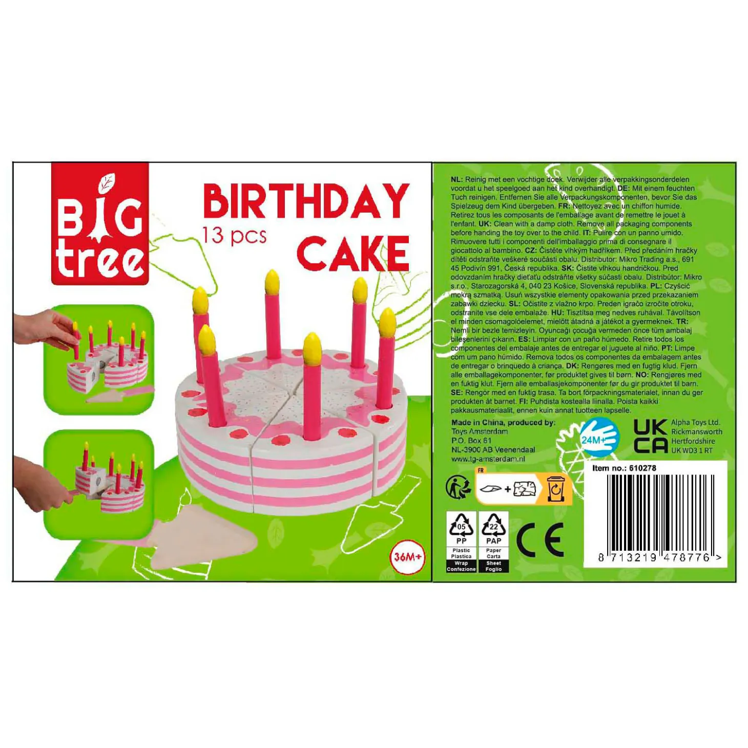 Big Tree Verjaardagstaart Hout, 13dlg.