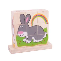 Bigjigs Houten Blokpuzzel Huisdieren, 10st.