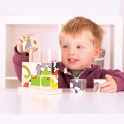 Bigjigs Houten Blokpuzzel Huisdieren, 10st.