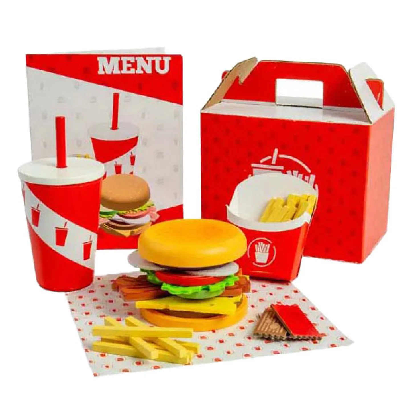 Bigjigs Houten Burger- en Frietset, 48dlg.