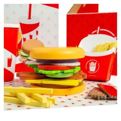 Bigjigs Houten Burger- en Frietset, 48dlg.