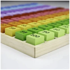 Bigjigs Houten Cijferblokken in een Vakjesbord, 100dlg.