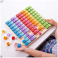 Bigjigs Houten Cijferblokken in een Vakjesbord, 100dlg.