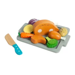 Bigjigs Houten Gebraden Diner Speelset, 12dlg.