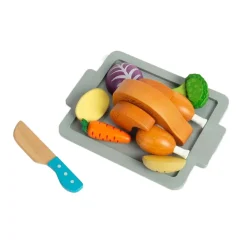 Bigjigs Houten Gebraden Diner Speelset, 12dlg.