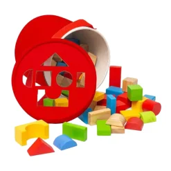 Bigjigs Houten Gekleurde Bouwstenen, 80dlg.