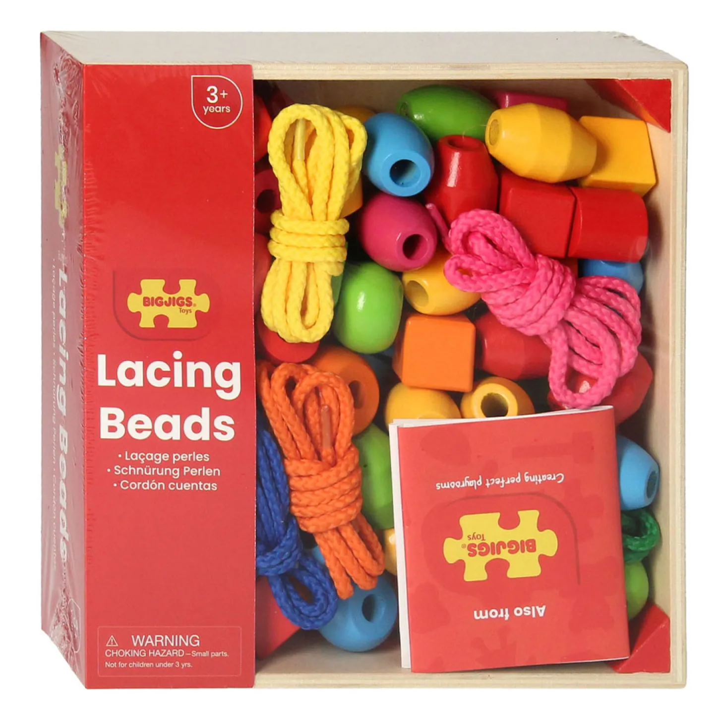 Bigjigs Houten Gekleurde Kralen, 95dlg.