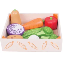 Bigjigs Houten Kistje met Groenten, 12 dlg.