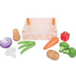 Bigjigs Houten Kistje met Groenten, 12 dlg.