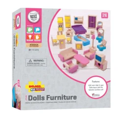 Bigjigs Houten Poppenhuis Meubels, 27dlg.