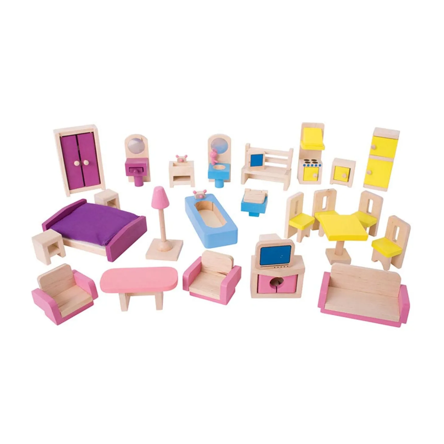 Bigjigs Houten Poppenhuis Meubels, 27dlg.