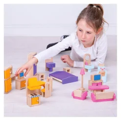 Bigjigs Houten Poppenhuis Meubels, 27dlg.