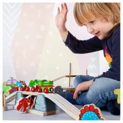 Bigjigs Houten Rails Barstende Brug T-Rex Dino, 7dlg.