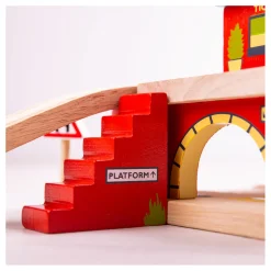 Bigjigs Houten Rails Bovengronds Treinstation, 5dlg.