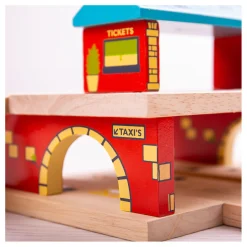 Bigjigs Houten Rails Bovengronds Treinstation, 5dlg.