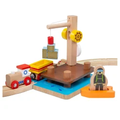 Bigjigs Houten Rails Kraandok met Duiker, 3dlg.