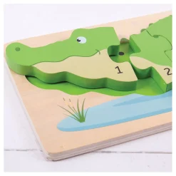 Bigjigs Houten Telpuzzel Krokodil, 10st.