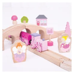 Bigjigs Houten Treinset - Roze, 40dlg.