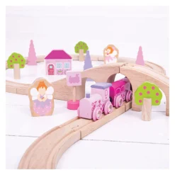 Bigjigs Houten Treinset - Roze, 40dlg.