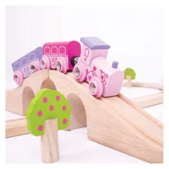 Bigjigs Houten Treinset - Roze, 40dlg.