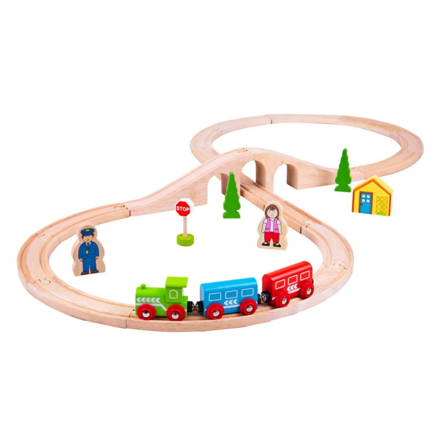 Bigjigs Houten Treinset, 26dlg.