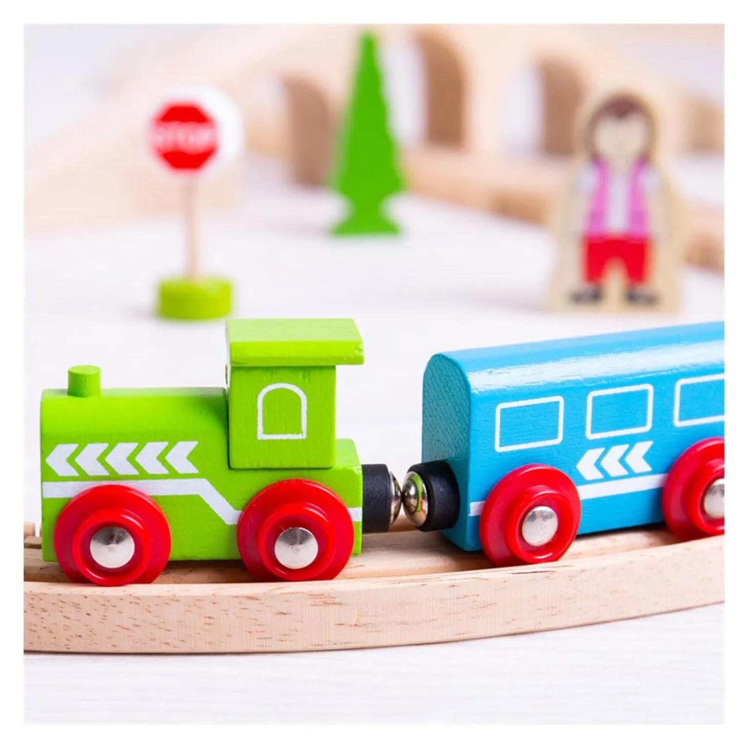 Bigjigs Houten Treinset, 26dlg.